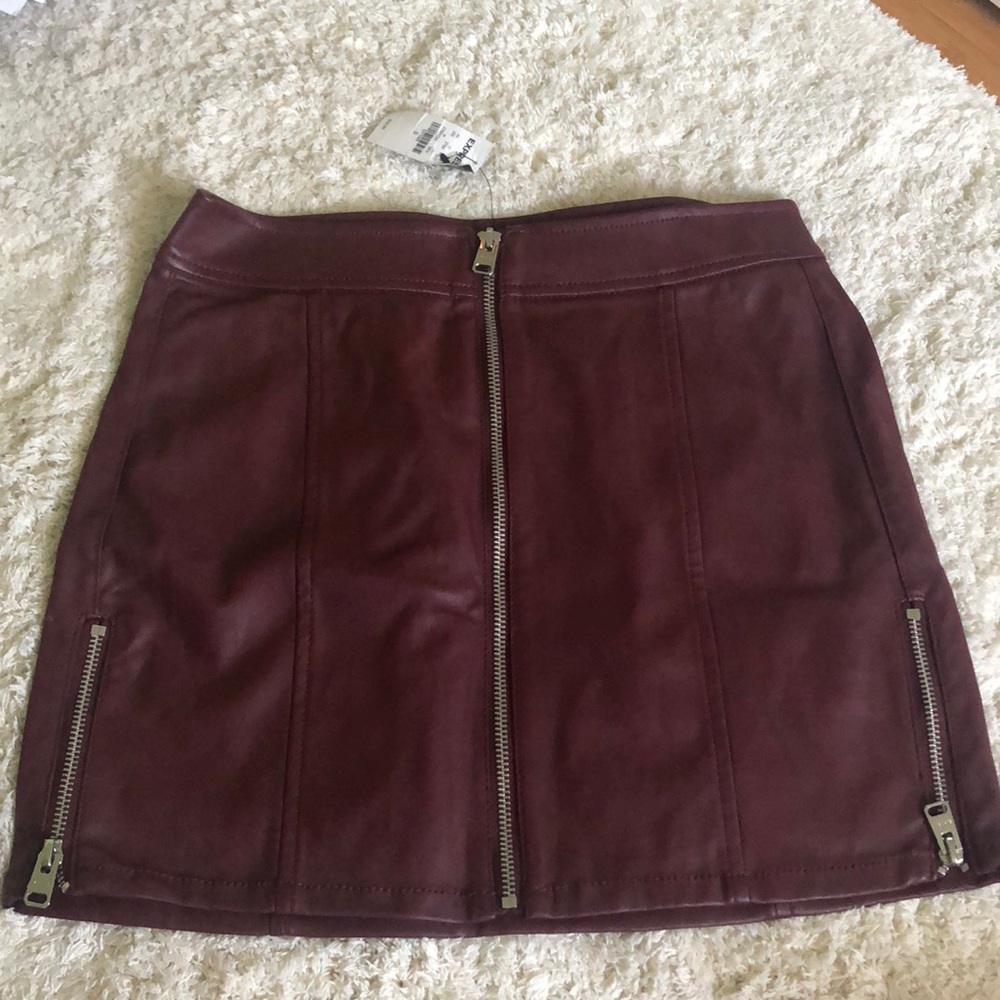 Burgundy leather skirt